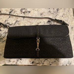 Coach baguette bag with metallic and pink lining